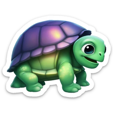 Dark iridescent turtle glowing sticker