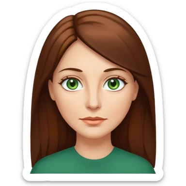 Pretty middle age woman with green eyes and long straight brown hair  sticker