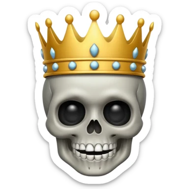 Skull with a crown on his head that looks like an emoji sticker