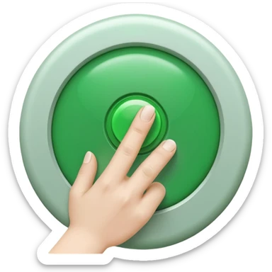 Green Button Being Pushed Down By A Finger sticker