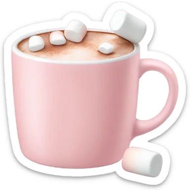 Light Pink mug of hot chocolate with marshmallows  sticker
