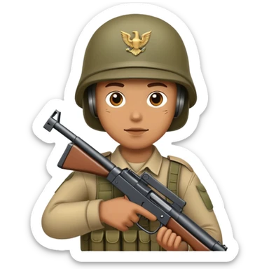 Soldier with a gun sticker