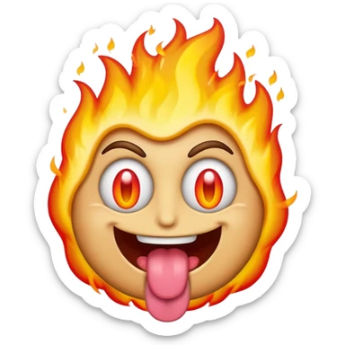 a samsung-style emoji of a basic face with dollar sign eyes sticking out a flaming tongue sticker