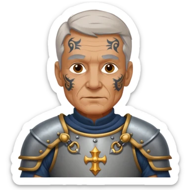 elderly tattooed knight, tattooed shoulder sticker