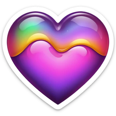 heart with layers of purple, hot pink, amber, light green, and dark purple sticker