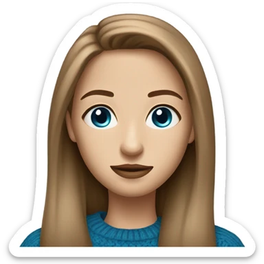 beautiful woman, straight light brown hair, blue eyes, sweater sticker