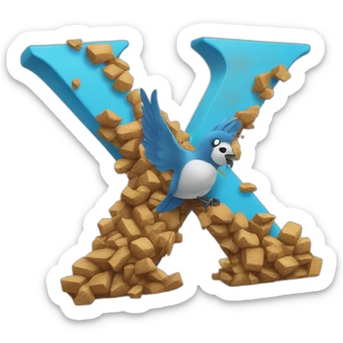 Twitter bird crushed under a giant letter X sticker