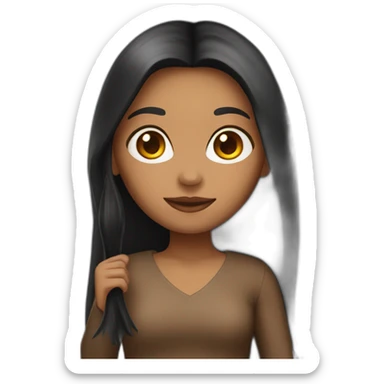 brown woman holding a star wand long black straight hair full length sticker