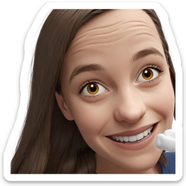 smiling girl portrait with brown hair sticker