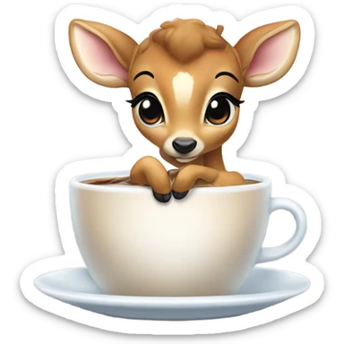 Baby deer drinking iced coffee sticker