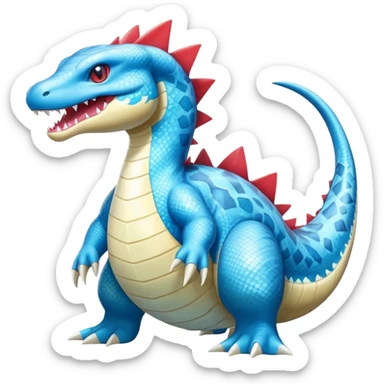 Shiny Exotic Colorful epic Lapras-Salamence-Feraligatr-Fakémon-hybrid-creature (full body)  sticker