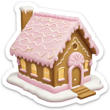 light pink and gold and white gingerbread house sticker