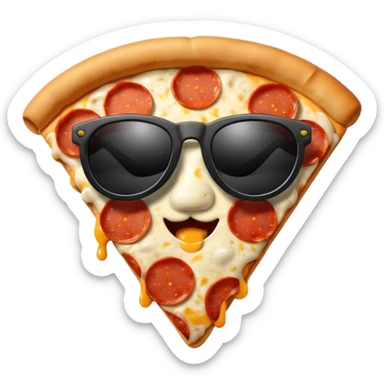 Pizza with black sunglasses sticker