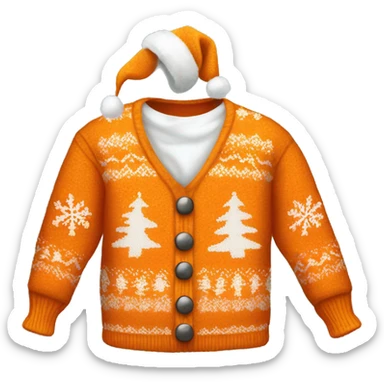 Realistic isolated orange ugly Christmas sweater. sticker