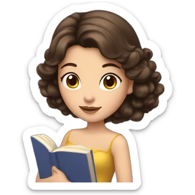 Brunette princess with book sticker