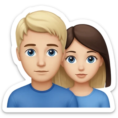 Blond blue eyed man with brunette brown eyes girl sticker