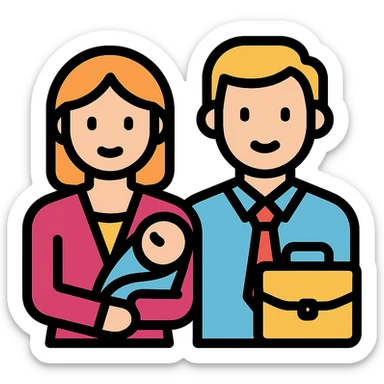 a pair of working parents sticker