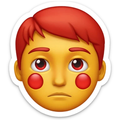 simple emoji-style face with red, sunburned skin and a frown sticker