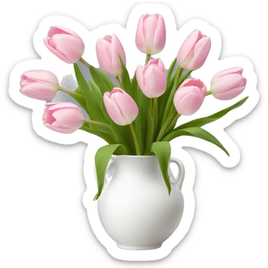 Light pink tulips in white vase sticker