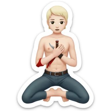 Knife through chest kneeling sticker