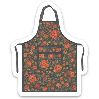 apron with floral stitching and large pocket sticker