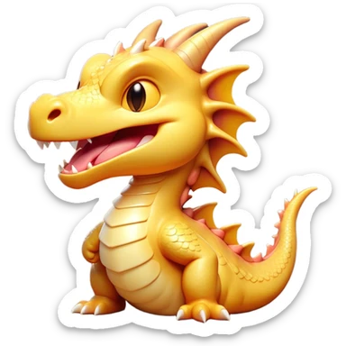 Cinematic Cute Yawning Dragon Portrait Emoji, Head tilted slightly with a dramatic, wide-open yawn, showcasing a soft, lustrous scaled body with gently drooping fins and half-closed, drowsy eyes, each scale rendered in exquisite detail under natural light; high shine, relaxed yet expressive, styled with a dash of fantastical charm, soft glowing outline, capturing the essence of a sleepy yet affectionate dragon that appears ready to stretch out and rest in its enchanted lair! sticker