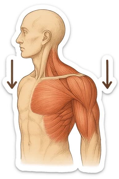 muscoli della spalla anatomia senza scritte fammi solo delle frecce ad indicare che la spalla deve abbassarsi sticker