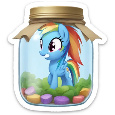 Rainbow Dash in a jar sticker