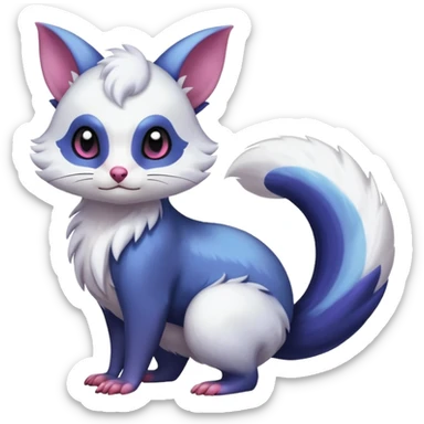 Shiny Exotic Colorful Aesthetic Beautiful Cute Pretty Royal Furret-Absol-Noibat-Hybrid (Full body) sticker
