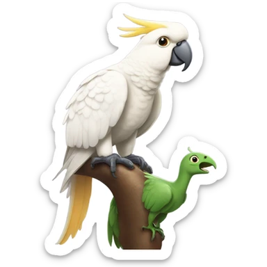 Cockatoo riding a dinosaur  sticker