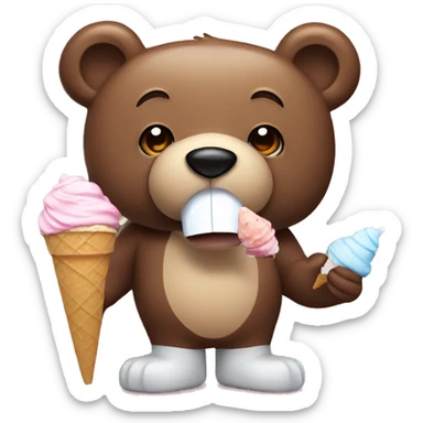 bear eating ice cream sticker