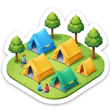 Tent vacation park isometric exterior sticker