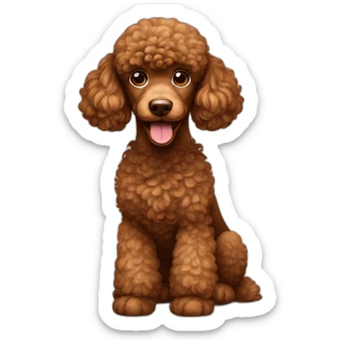 Brown poodle sitted looking smiling sticker