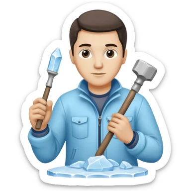 Sculptor with chisel & mallet,Ice Sculptors. sticker
