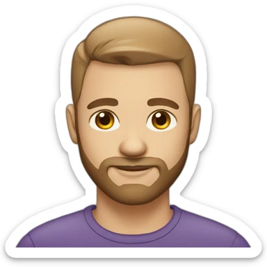 create an headshot emoji of a male with brown eyes, 2 mm beard, no hair and bright skinn sticker