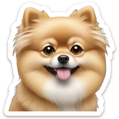 Tan Pomeranian with white beard and white earmuffs  sticker