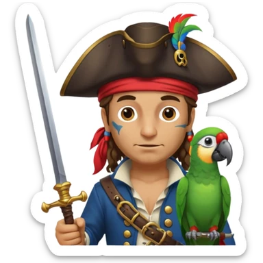 pirate with a parrot sticker