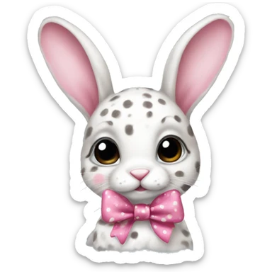 realistic baby bunny with spots with and a pink bow sticker