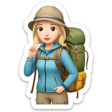 woman with hiking backpack sticker
