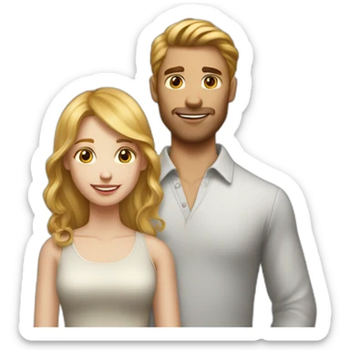 a couple of a blond girl with marronhaired man sticker