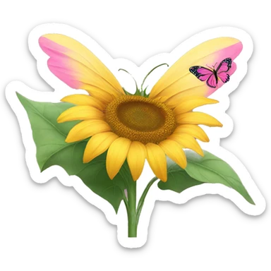 Sunflower with pink butterfly  sticker