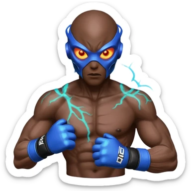 energy alien MMA fighter portrait, head and shoulders only, glowing veins, crackling aura, futuristic fight gloves, intense glowing eyes, 3D cartoon, mobile game icon style, clean background, no text, no watermark
 sticker
