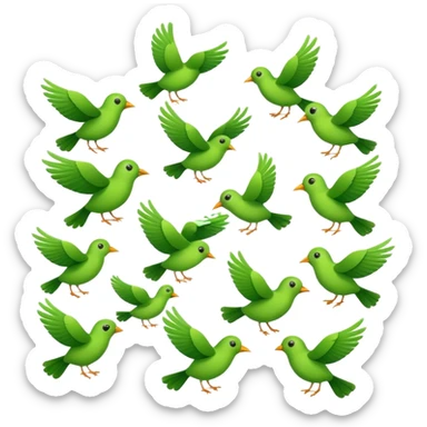 A flock of birds carrying leaves sticker