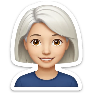 white haired woman with bob hair light skin brown eyes sticker