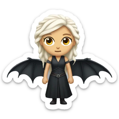 Mad Daenerys Targaryen wearing dark clothes with dragon wings sticker