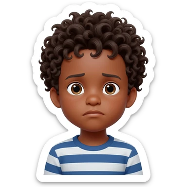 confused black boy curly hair sticker