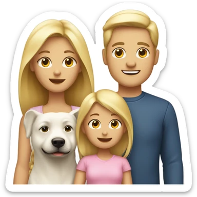 blonde family of four with a small dog sticker