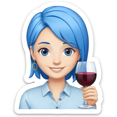 demon slayer full body blue hair wine glass eye funny sticker