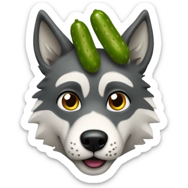 Wolf head with a pickle Body sticker