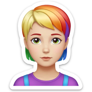 White lesbian with short hair rainbow coloured skin sticker